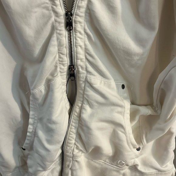GAP Vintage Soft White Hoodie Rushing Full Zip Long Women’s Large Long Layer Top - Picture 5 of 12